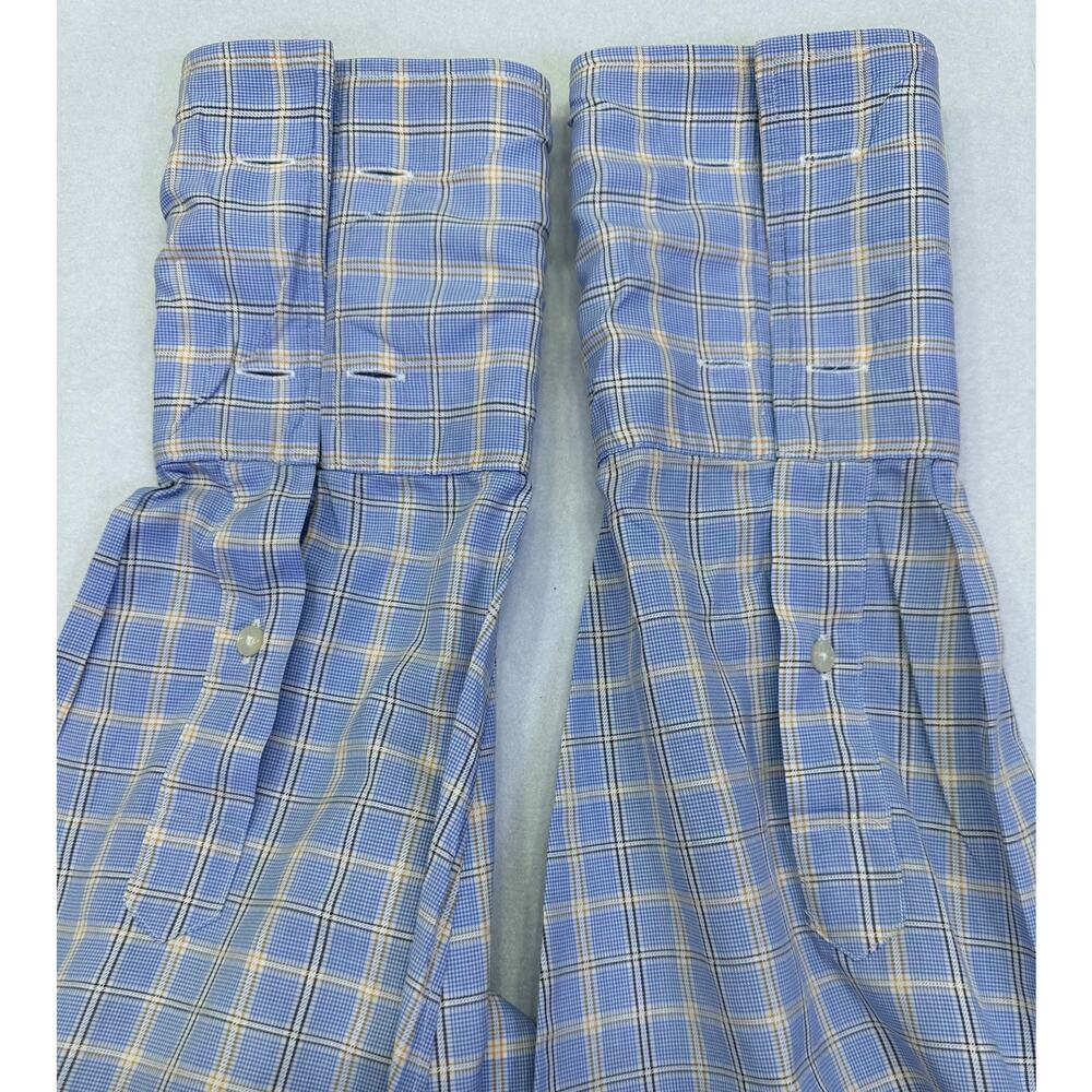 Robert Talbott Blue Plaid Dress Shirt French Cuffs Size XL (17/34) - Picture 8 of 11